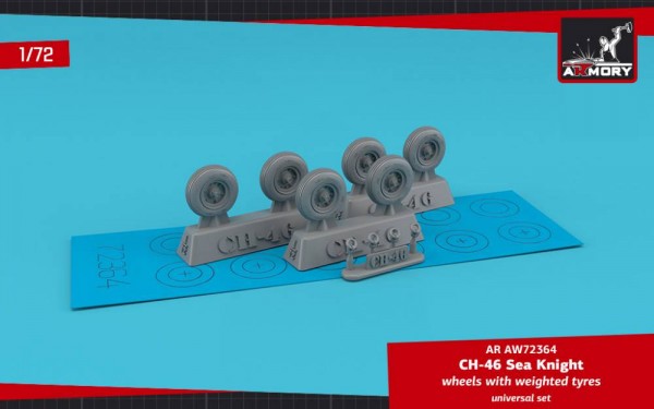 AR AW72364   CH-46 Sea Knight wheels w/ weighted tyres (1/72) (thumb81065)